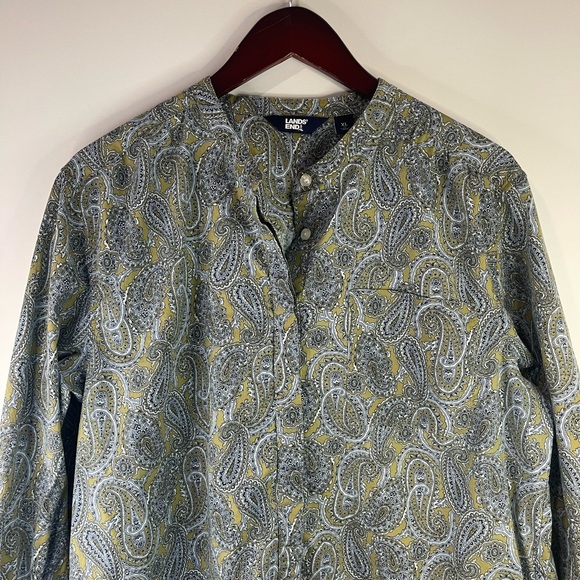 Lands' End Paisley Blouse - Gray and Yellow - Picture 5 of 12